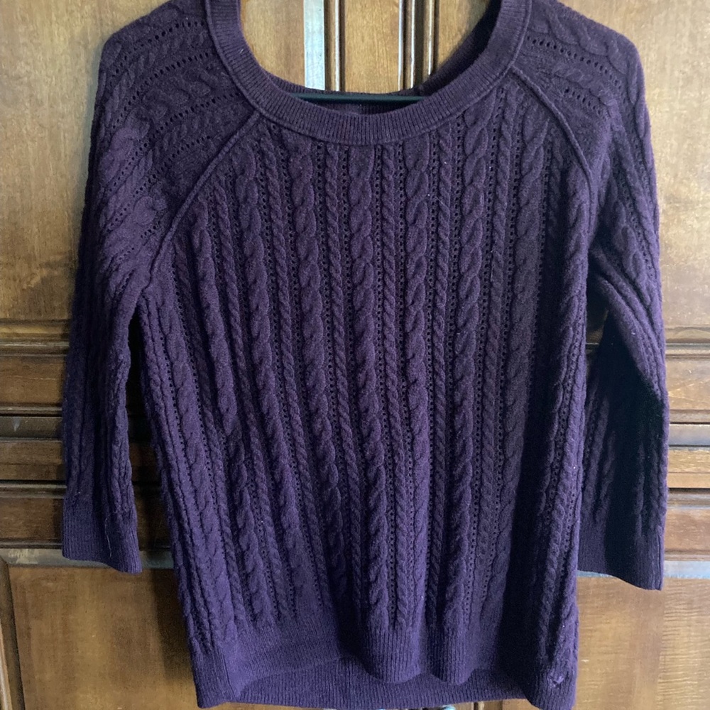 American Eagle Burgundy Cable Knit Sweater
